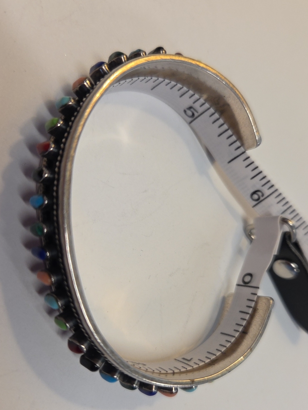 Vintage Taxco TC-92 Sterling Silver 33-Stone Raised Setting Cuff Bracelet - Picture 7 of 8